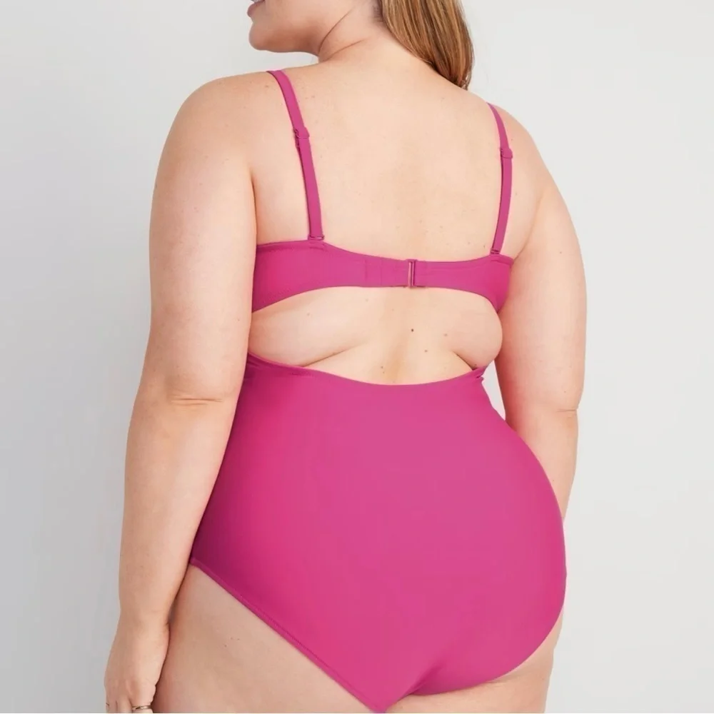 Old Navy Magenta Knot Front One-Piece Swimsuit NWT